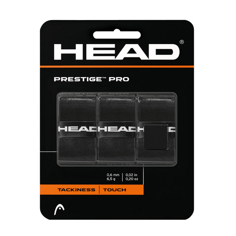 HEAD Prestige Pro Overwrap (0.6mm) (Black) · 3 pack