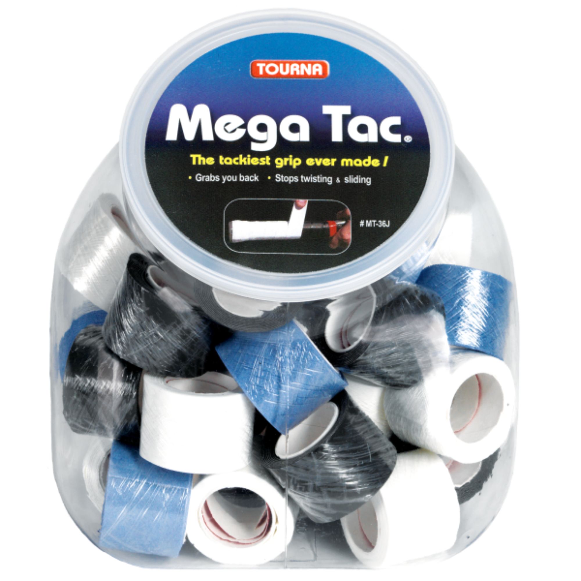 Tournagrip Mega Tac Jar Of 36 Assorted Colour XL Grips