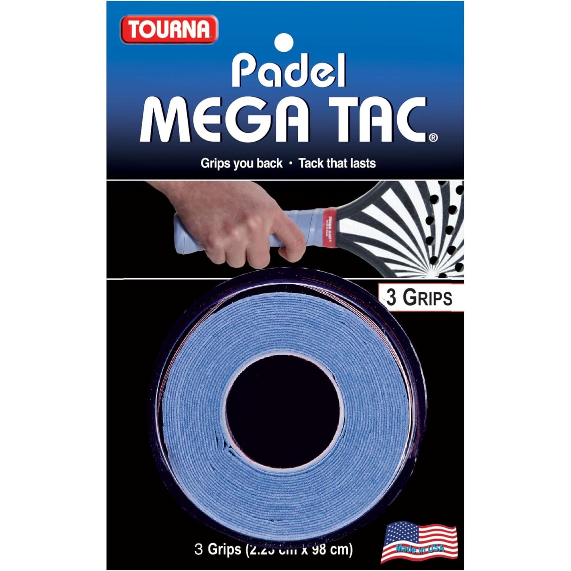 Tournagrip Padel Mega Tac Blue Pack Of 3 Grips